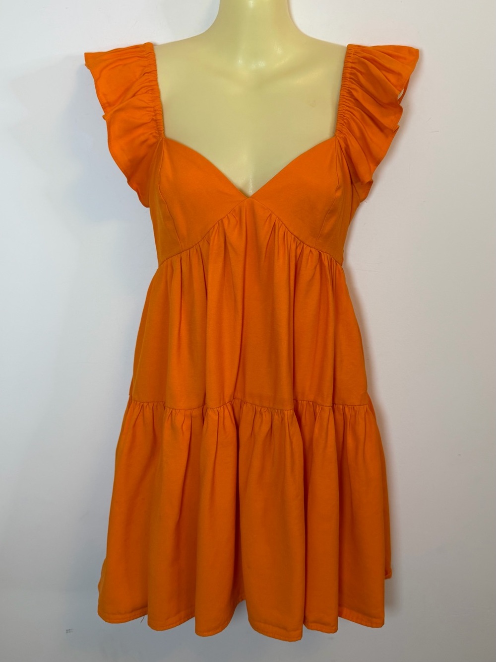 Idem Ditto Orange Ruffle Sleeve Tiered Sundress